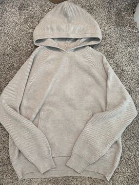 Edikted Light Gray beige Knit Hoodie Sweater